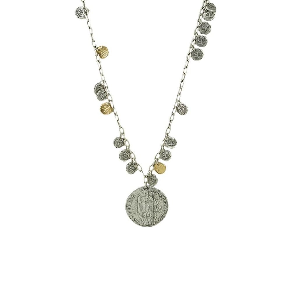 TAT2 Silver Apollonia & St. Blaise Coin Necklace